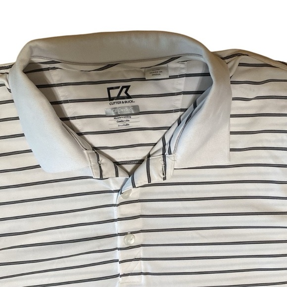 Other - Cutter & Buck Polo Shirt CB DryTec white black stripes men’s large